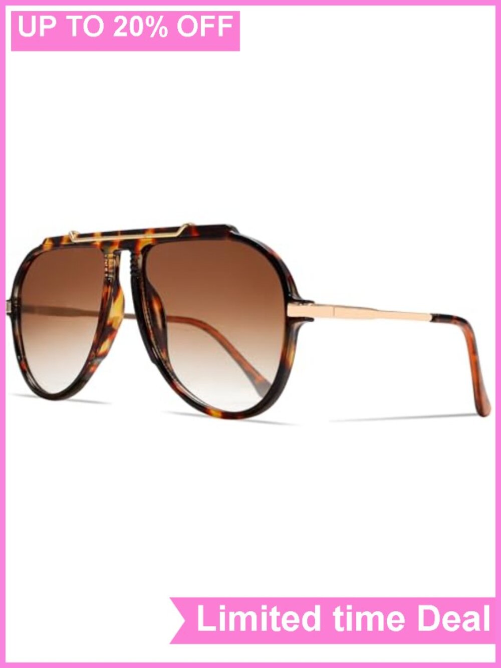 Oversized Aviator Sunglasses Women Retro Gold Topbar 70s Vintage Shades